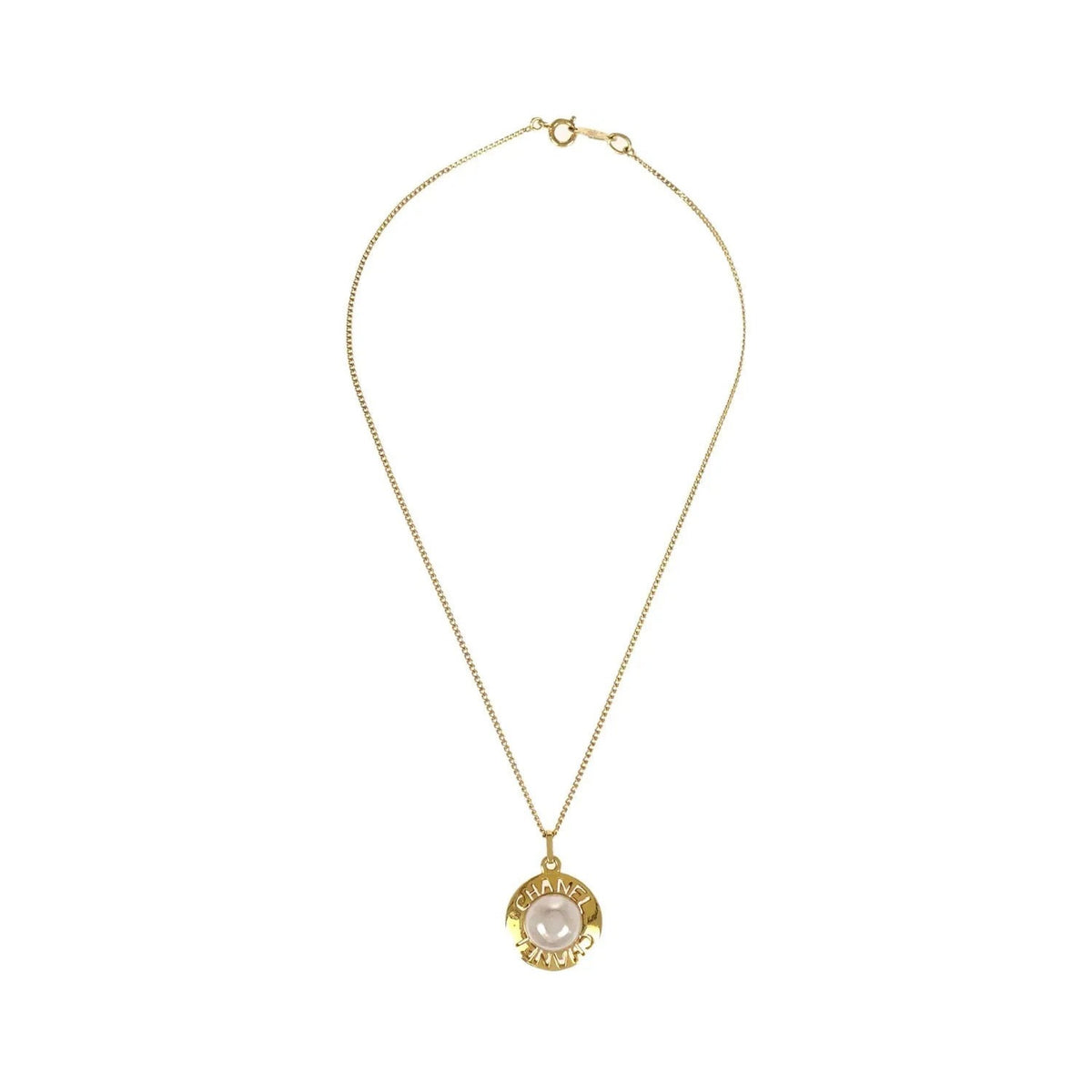 Chanel CC Chain Metal with Faux Pearls, Gold, Gold Plated, Necklace