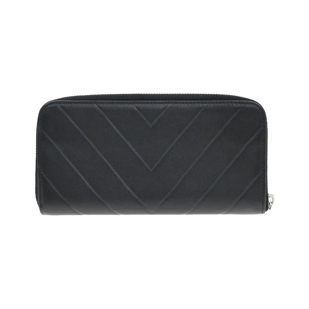 Chanel CC Charm Zip Around Quilted Lambskin, Black, Leather, Wallet