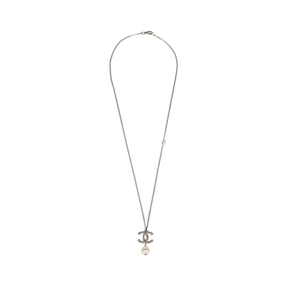 Chanel CC Drop Pendant Metal with Enamel and Glass, Gold, Gold Plated, Necklace