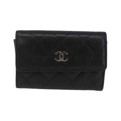 Chanel CC Flap Card Case Quilted Lambskin, Black, Leather, Card Holder