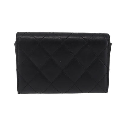 Chanel CC Flap Card Case Quilted Lambskin, Black, Leather, Card Holder