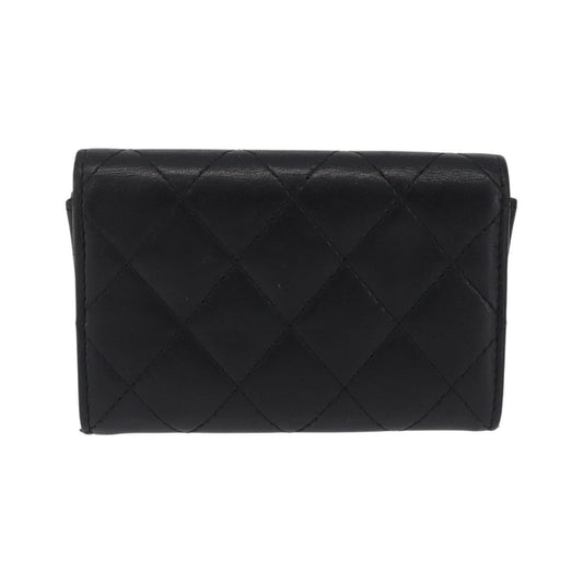 Chanel CC Flap Card Case Quilted Lambskin, Black, Leather, Card Holder