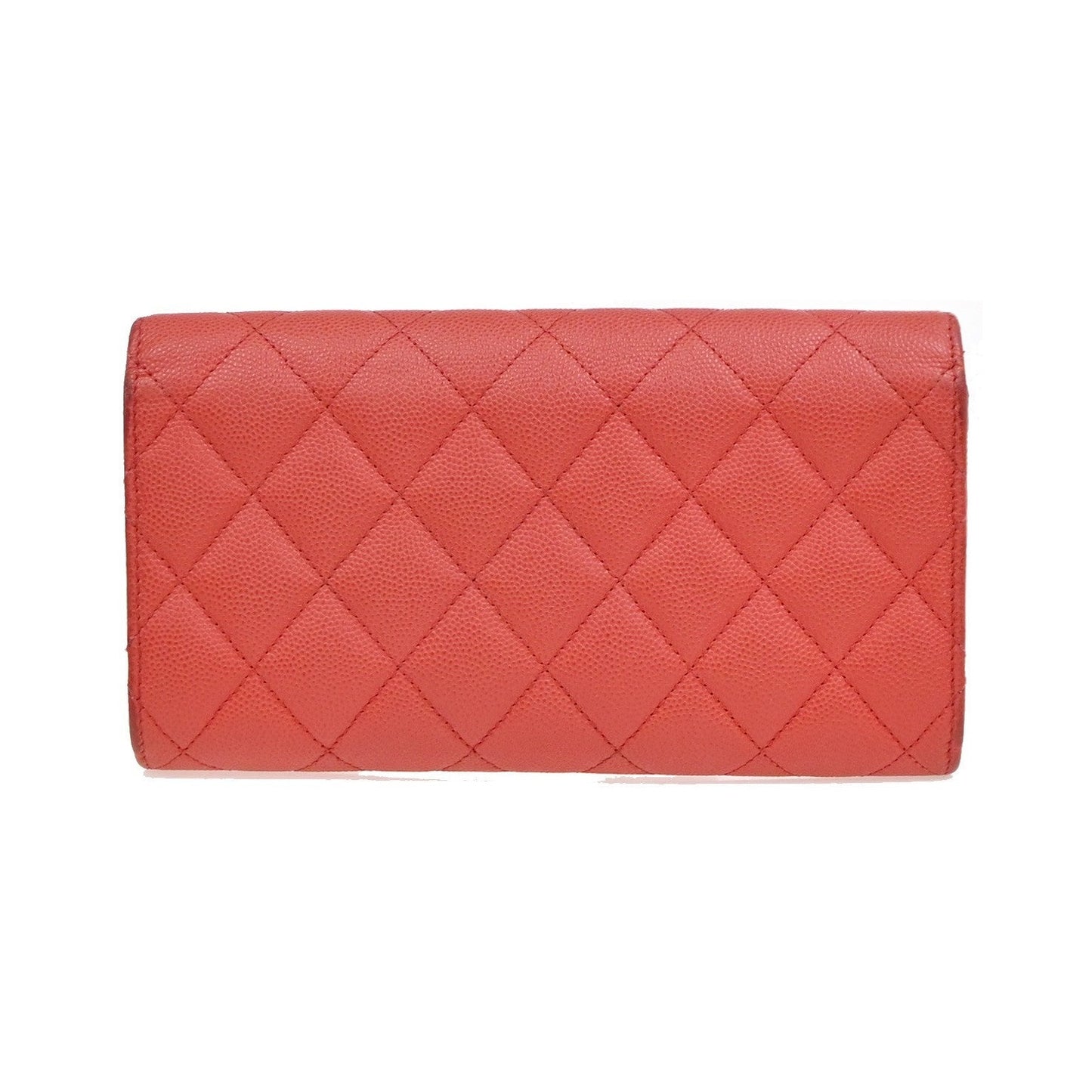 Chanel CC French Flap Quilted Calfskin, Red, Leather, Wallet