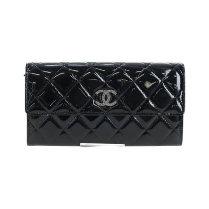 Chanel CC French Flap Quilted Patent Leather, Black, Patent Leather, Wallet