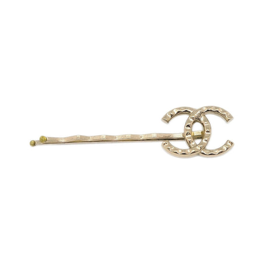 Chanel CC Hair Pin Set Metal with Faux Pearl, Gold, Gold Plated, Head Accessory