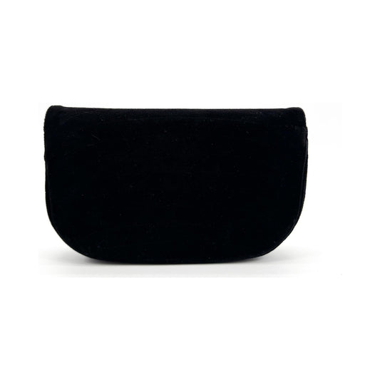 Chanel CC Half Moon Clutch Quilted Velvet, Black, Velvet, Clutch