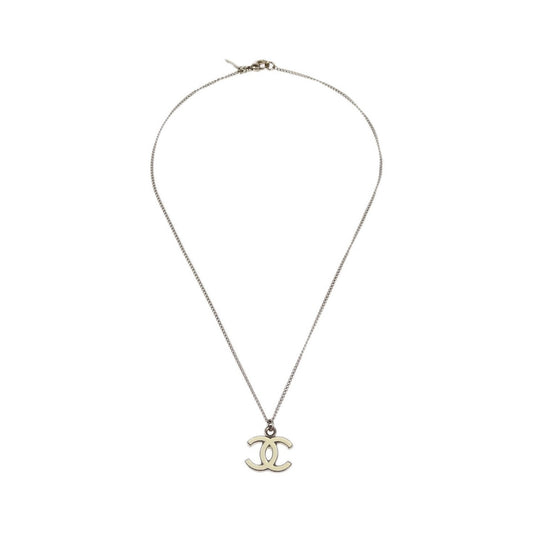 Chanel CC Logo Pendant Metal, Silver, Silver Plated, Necklace