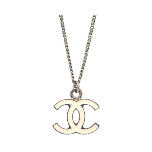 Chanel CC Logo Pendant Metal, Silver, Silver Plated, Necklace