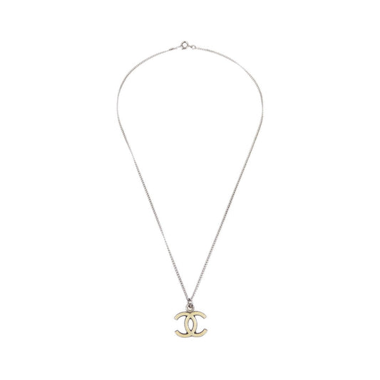 Chanel CC Logo Pendant Metal, Silver, Silver Plated, Necklace