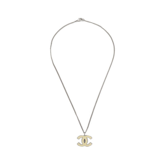Chanel CC Logo Pendant Metal, Silver, Silver Plated, Necklace
