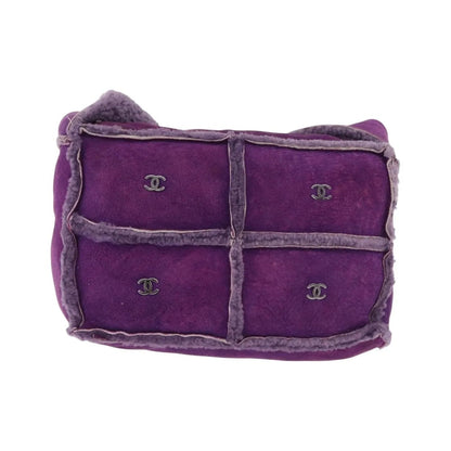 Chanel CC Logo Shearling and Suede, Purple, Suede, Shoulder Bag