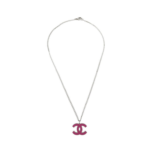 Chanel CC Pendant Metal, Silver, Silver Plated, Necklace