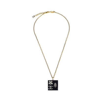 Chanel CC Square Pendant Resin with Crystals and Metal, Gold, Gold Plated, Necklace