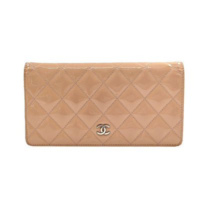 Chanel CC Wallet Quilted Patent, Beige, Patent Leather, Wallet
