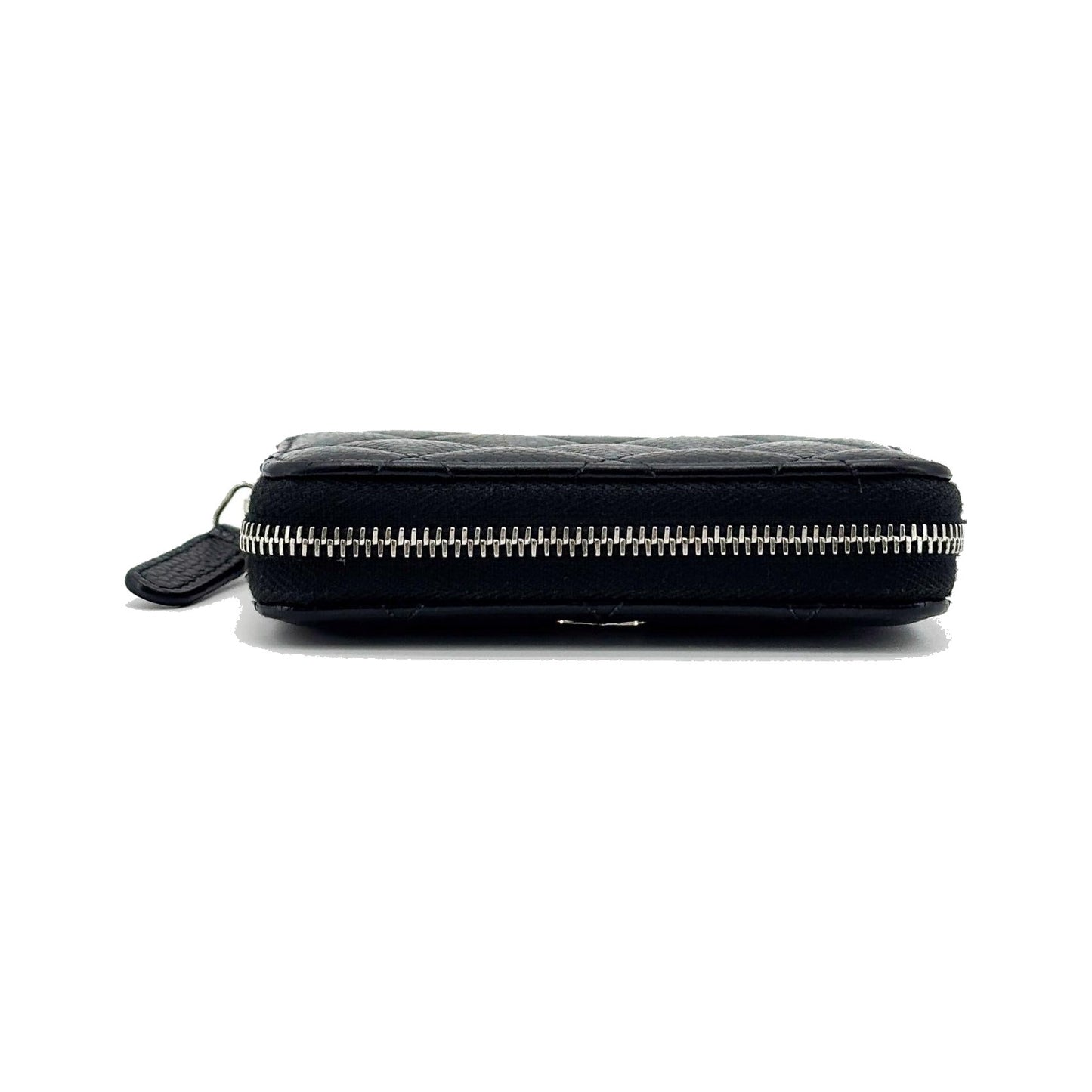 Chanel CC Zip Coin Purse Quilted Aged Calfskin, Black, Calfskin, Wallet
