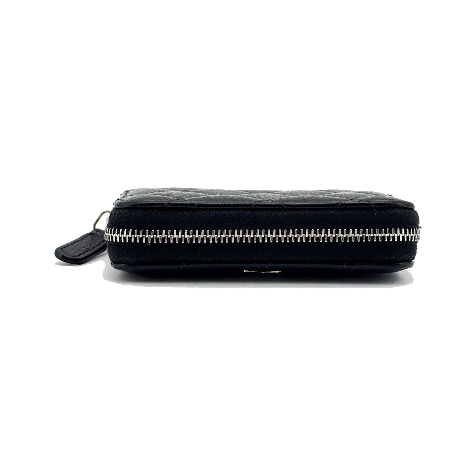 Chanel CC Zip Coin Purse Quilted Aged Calfskin, Black, Calfskin, Wallet