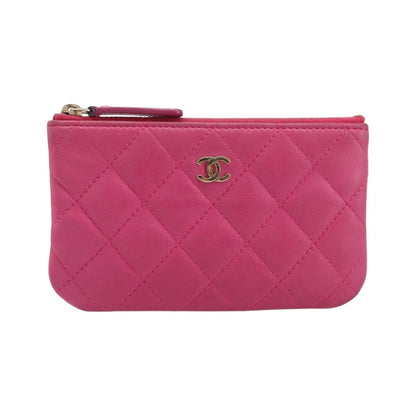 Chanel CC Zip Coin Purse Quilted Lambskin, Pink, Leather, Wallet