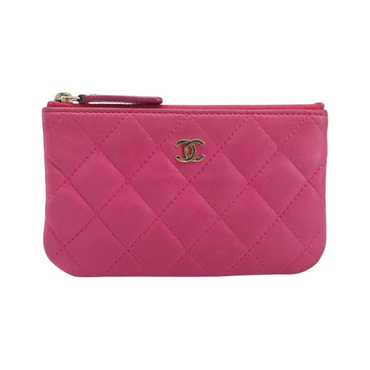 Chanel CC Zip Coin Purse Quilted Lambskin, Pink, Leather, Wallet