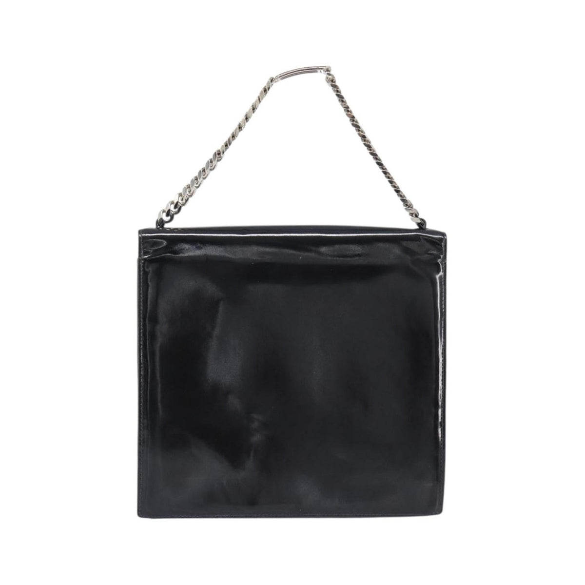 Chanel Chain Handle Leather, Black, Patent Leather, Tote Bag