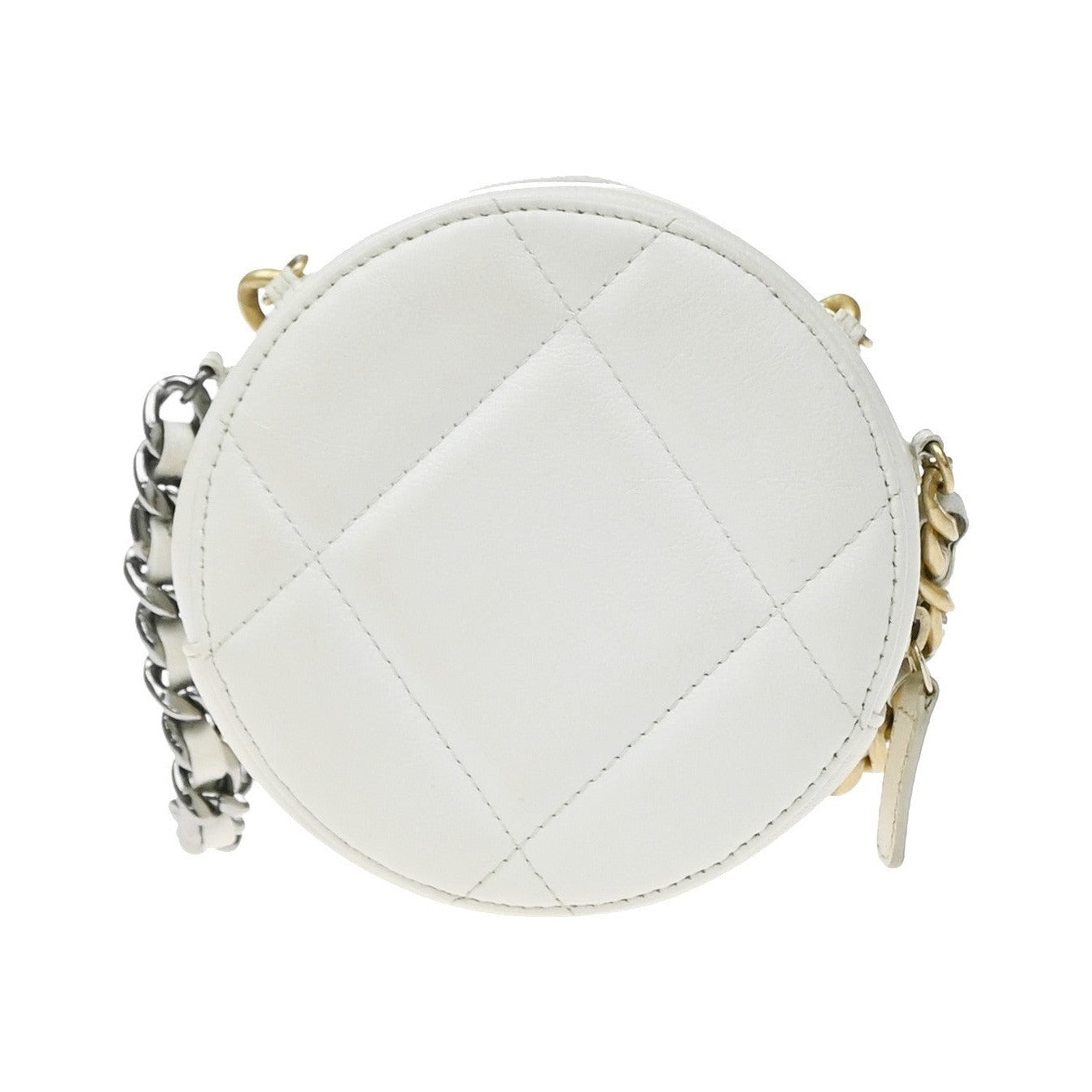Chanel Chanel 19 Quilted, White, Leather, Clutch