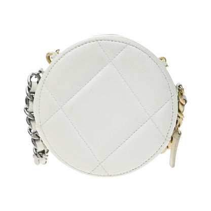 Chanel Chanel 19 Quilted, White, Leather, Clutch
