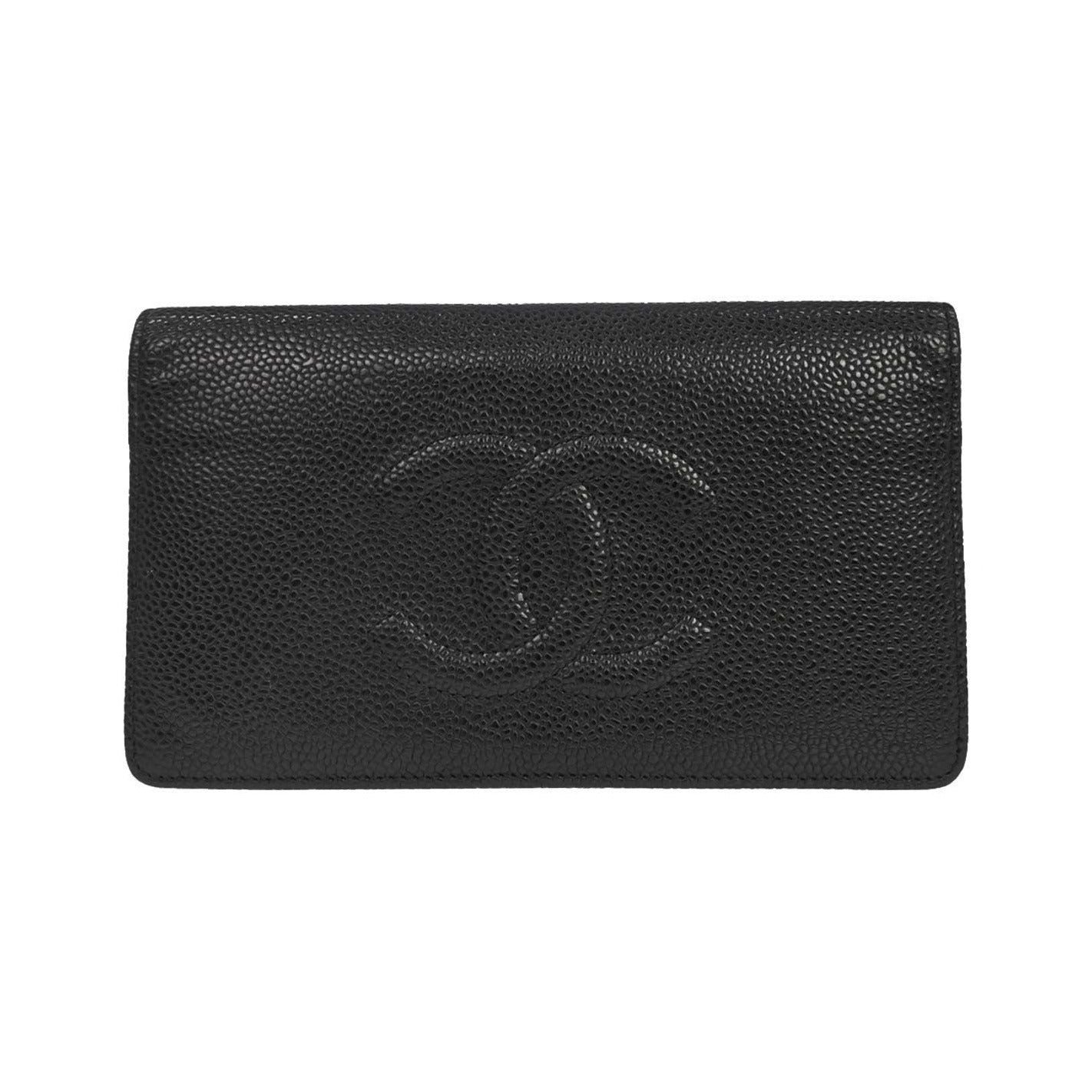 Chanel CHANEL V Stitch Chevron Long Bifold Wallet Pink Chevron, Black, Calfskin, Wallet