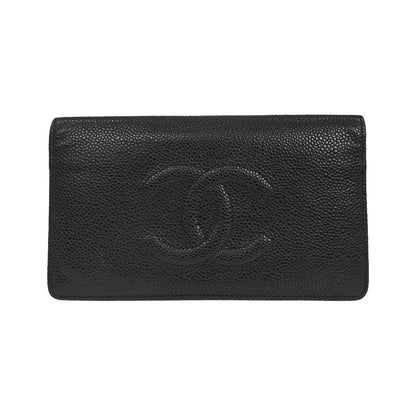 Chanel CHANEL V Stitch Chevron Long Bifold Wallet Pink Chevron, Black, Calfskin, Wallet