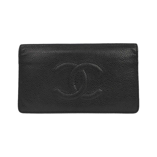 Chanel CHANEL V Stitch Chevron Long Bifold Wallet Pink Chevron, Black, Calfskin, Wallet
