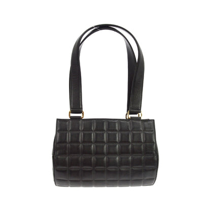 Chanel Chocolate Bar Barrel Quilted Leather, Black, Leather, Handbag