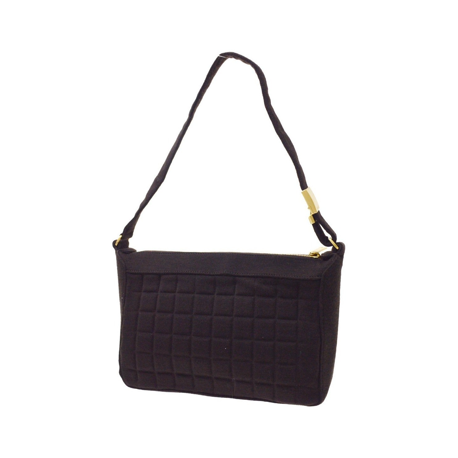 Chanel Chocolate Bar CC Quilted Jersey, Brown, Cotton, Shoulder Bag