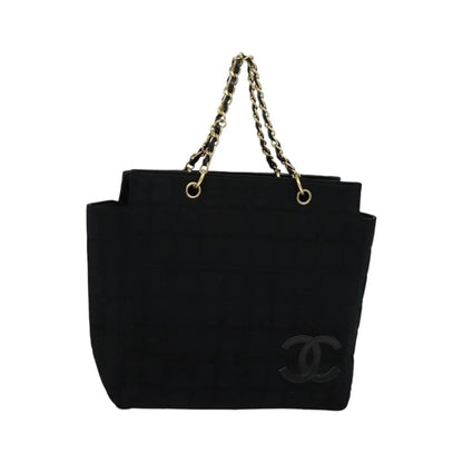 Chanel Chocolate Bar CC Tote Cotton, Black, Cotton, Tote Bag