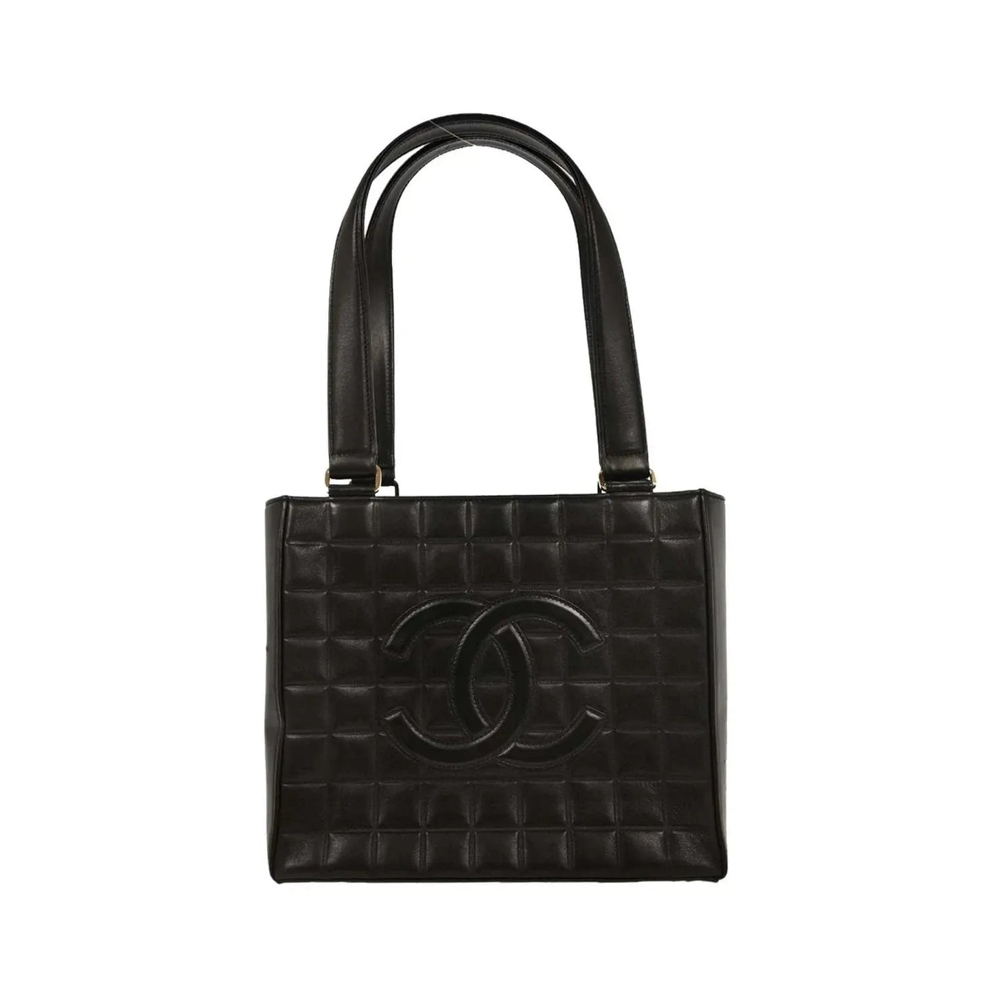 Chanel Chocolate Bar CC Tote Quilted Leather, Black, Leather, Tote Bag