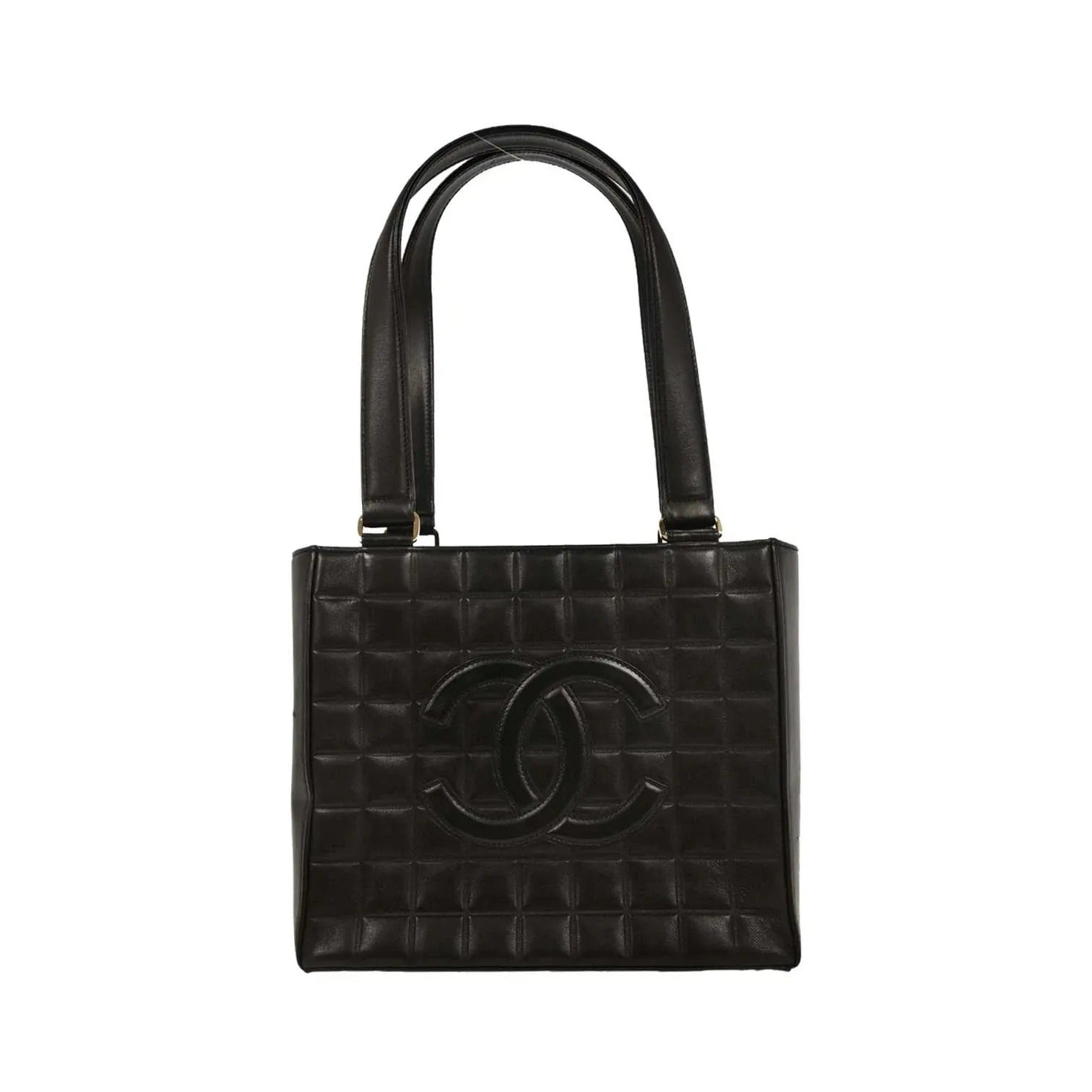 Chanel Chocolate Bar CC Tote Quilted Leather, Black, Leather, Tote Bag