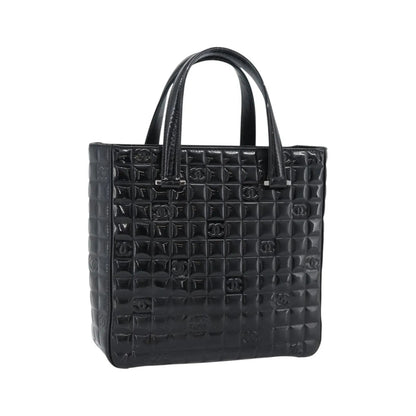 Chanel Chocolate Bar CC Tote Quilted Patent, Black, Patent Leather, Tote Bag