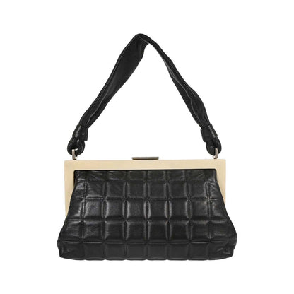 Chanel Chocolate Bar Frame Quilted Lambskin, Black, Leather, Shoulder Bag