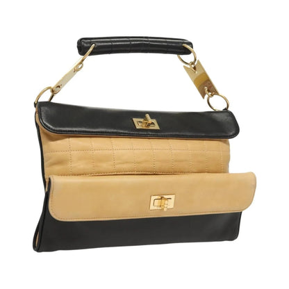 Chanel Chocolate Bar Handbag Lambskin, Beige, Leather, Handbag