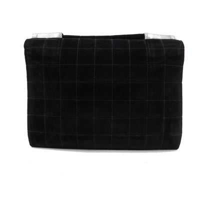 Chanel Chocolate Bar Mademoiselle Flap Quilted Leather, Black, Suede, Handbag