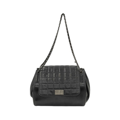 Chanel Chocolate Bar Mademoiselle Quilted Lambskin, Black, Leather, Shoulder Bag