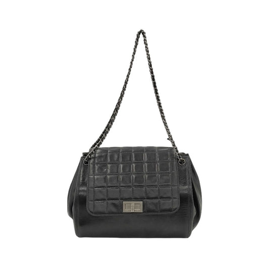 Chanel Chocolate Bar Mademoiselle Quilted Lambskin, Black, Leather, Shoulder Bag