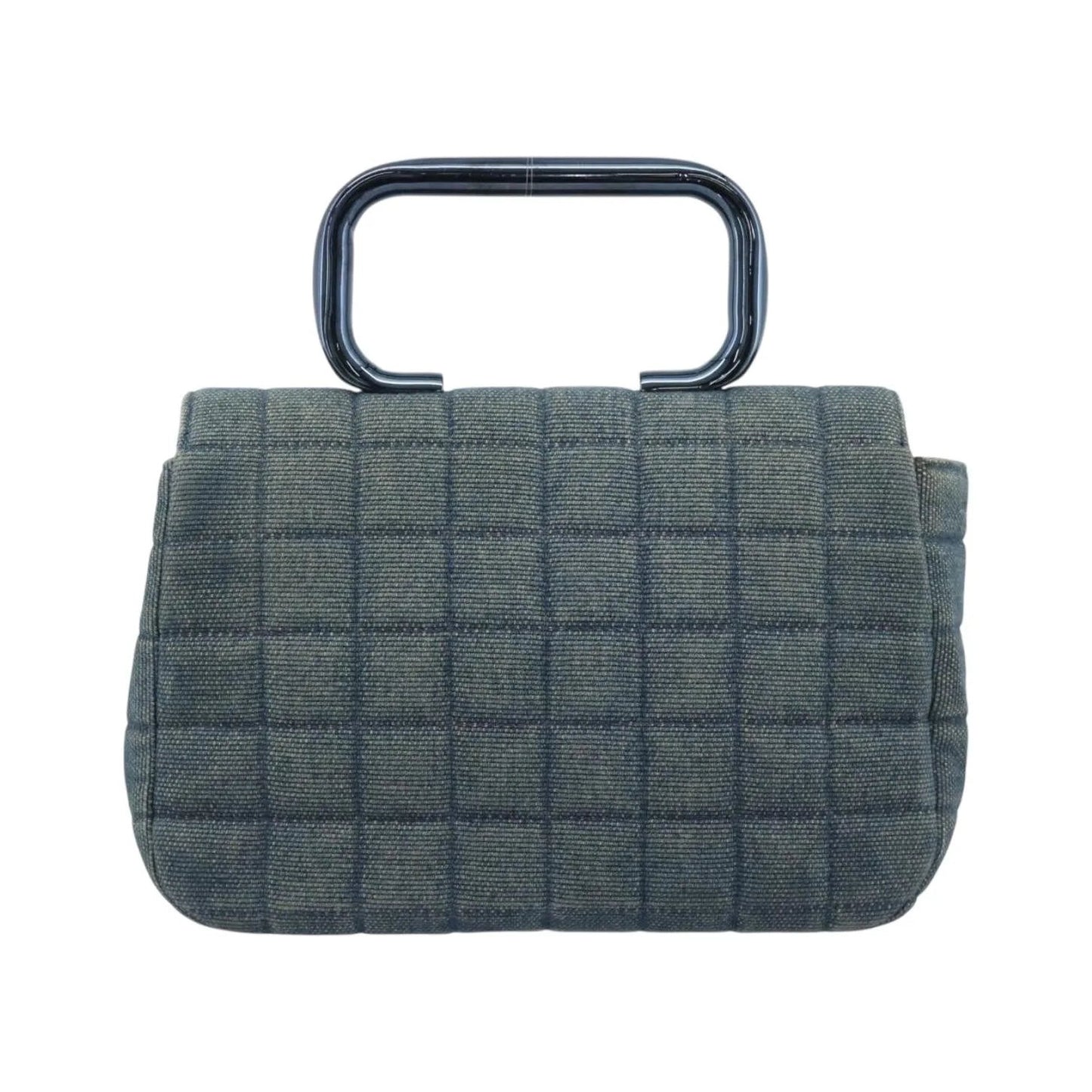 Chanel Chocolate Bar Mademoiselle Top Handle Quilted Denim, Blue, Canvas, Handbag
