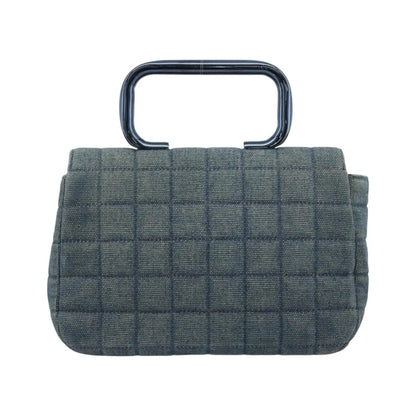 Chanel Chocolate Bar Mademoiselle Top Handle Quilted Denim, Blue, Canvas, Handbag