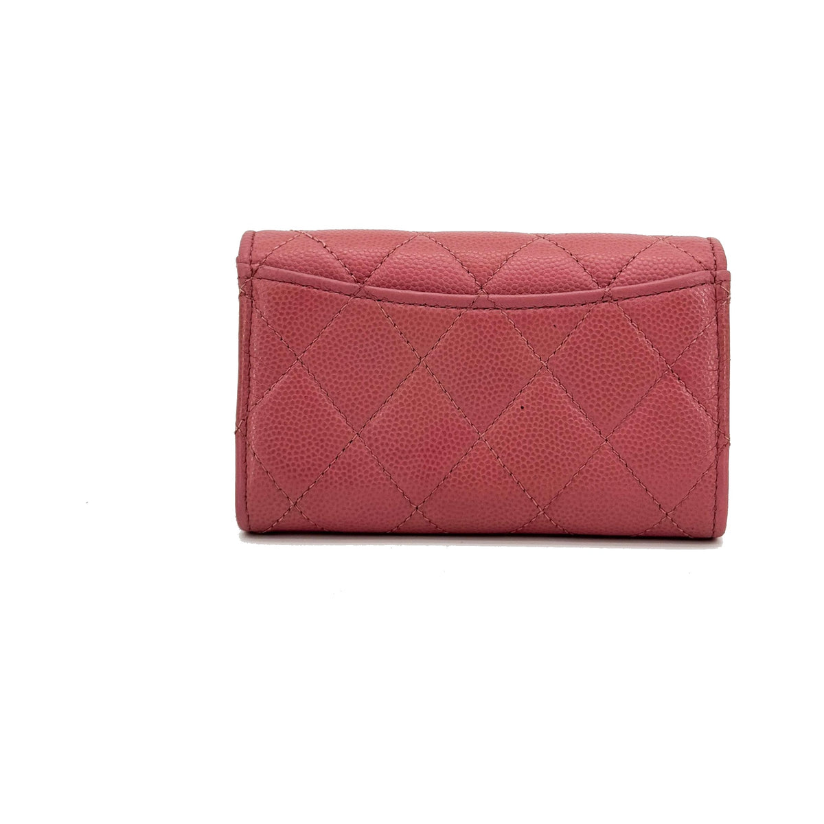 Chanel Classic Flap Card Case Quilted Caviar, Pink, Leather, Card Holder