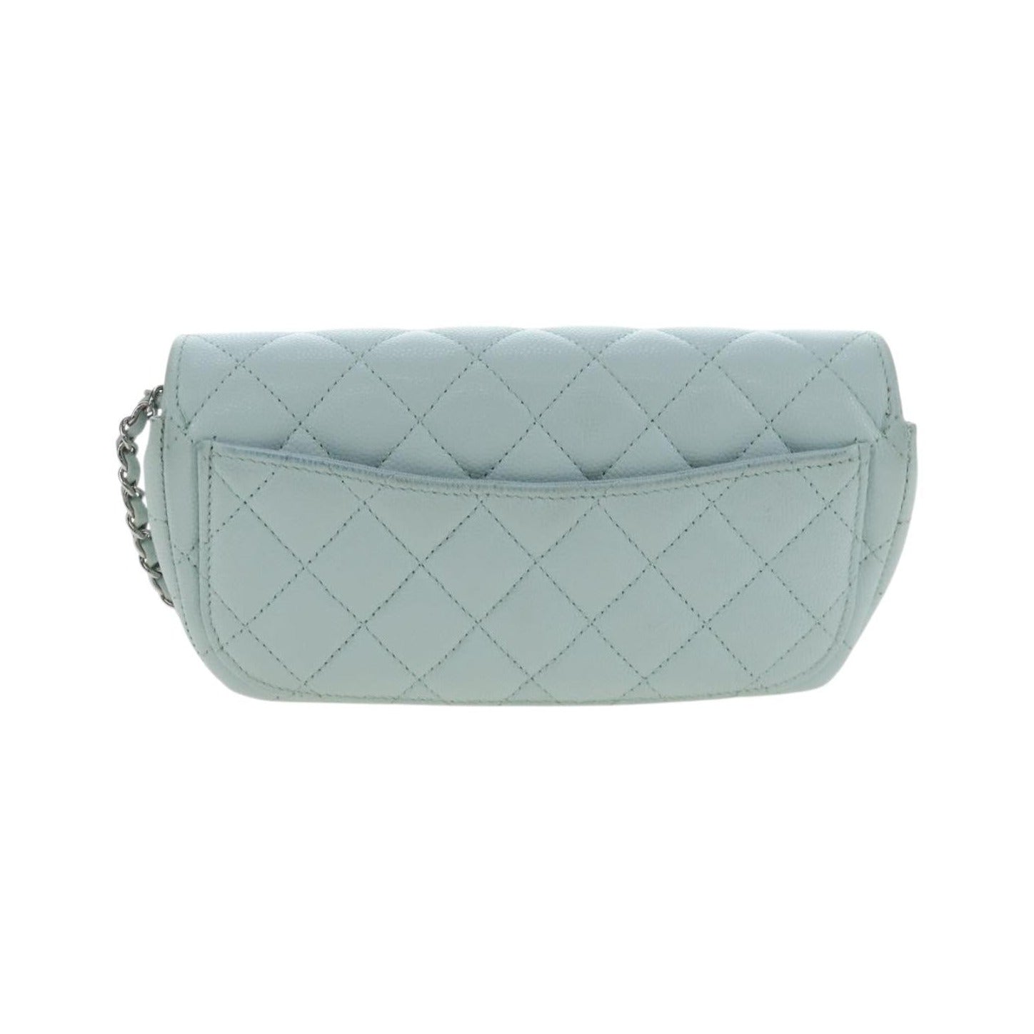Chanel Classic Sunglasses Case with Chain Quilted Caviar, Blue, Calfskin, Clutch