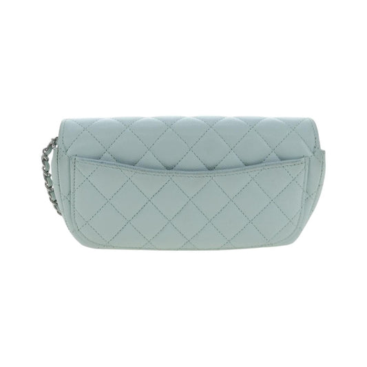 Chanel Classic Sunglasses Case with Chain Quilted Caviar, Blue, Calfskin, Clutch