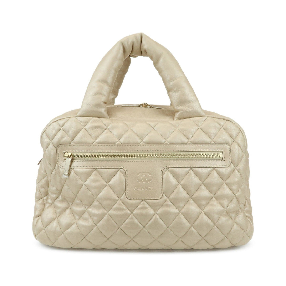 Chanel Coco Cocoon Bowling Quilted Lambskin, Gold, Leather, Handbag