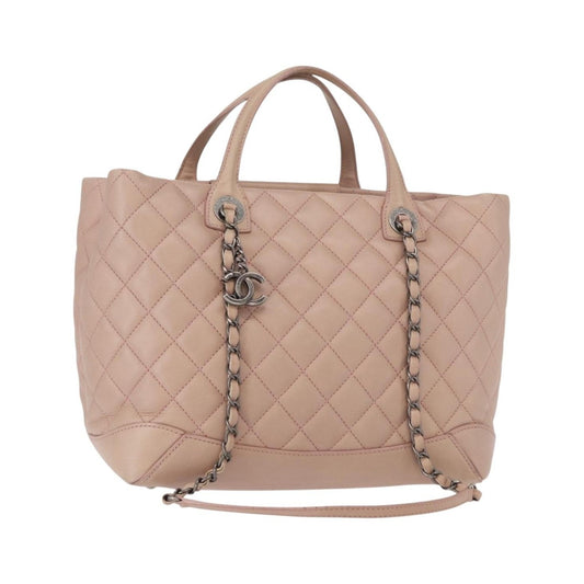 Chanel Easy Shopping Quilted Calfskin, Pink, Leather, Tote Bag