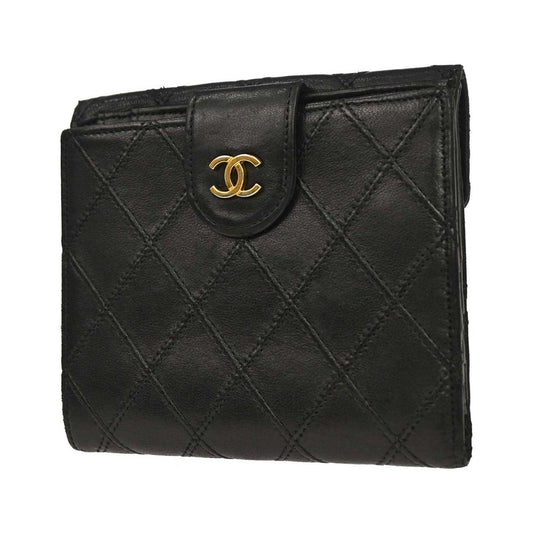 Chanel Envelope Gusset Chevron Lambskin, Black, Leather, Wallet