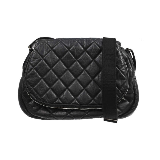 Chanel Expandable Flap Messenger Quilted Aged Calfskin, Black, Leather, Shoulder Bag
