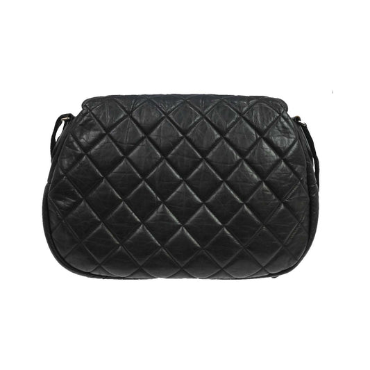 Chanel Expandable Flap Messenger Quilted Aged Calfskin, Black, Leather, Shoulder Bag