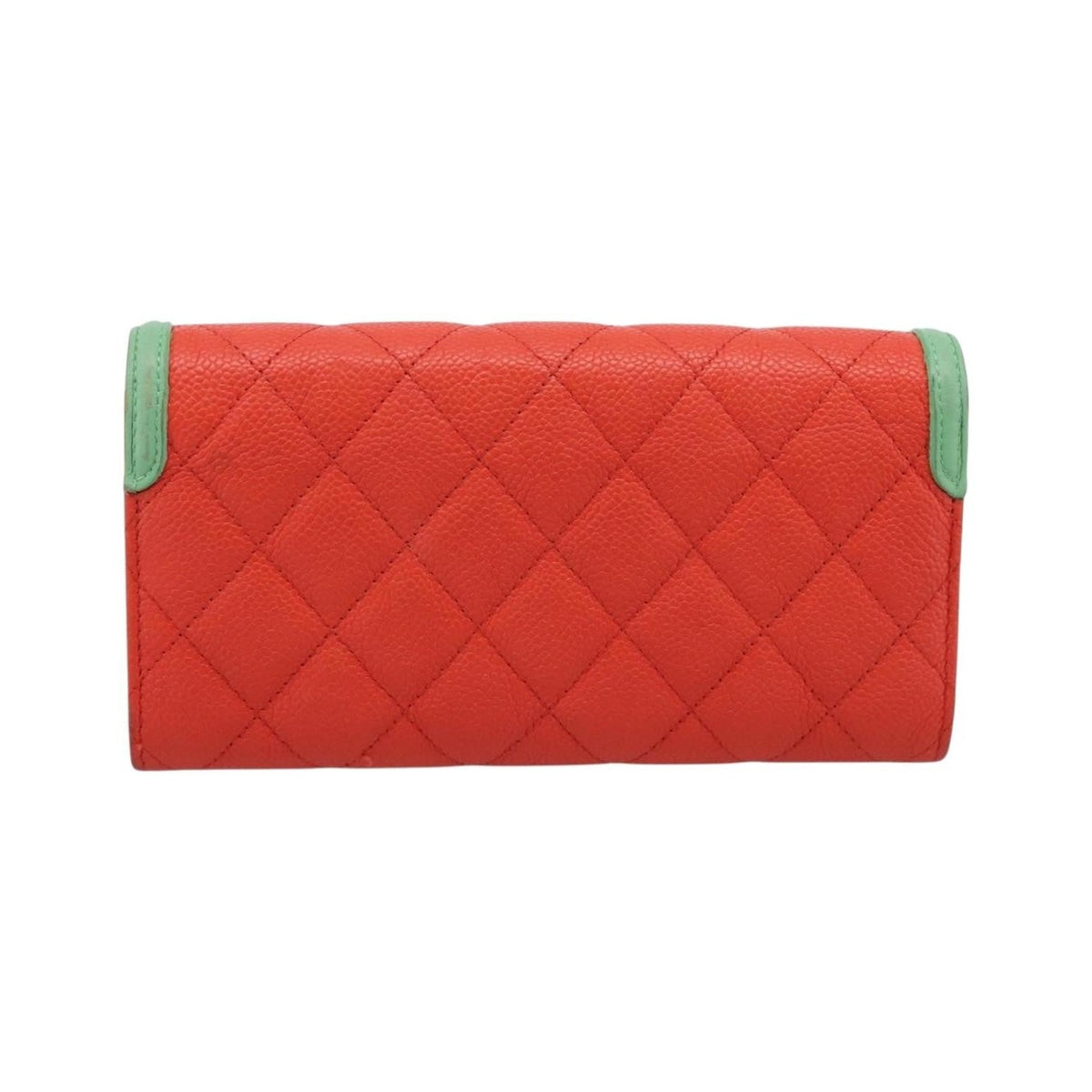 Chanel Filigree Flap Quilted Caviar, Red, Leather, Wallet